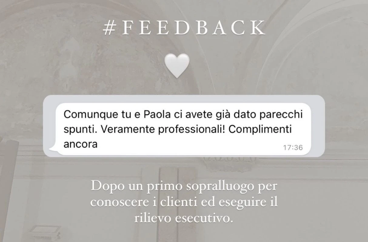Feedback di una cliente StudioS via Instagram: Tu e Paola ci avete già dato parecchi spunti. Veramente professionali, complimenti ancora.