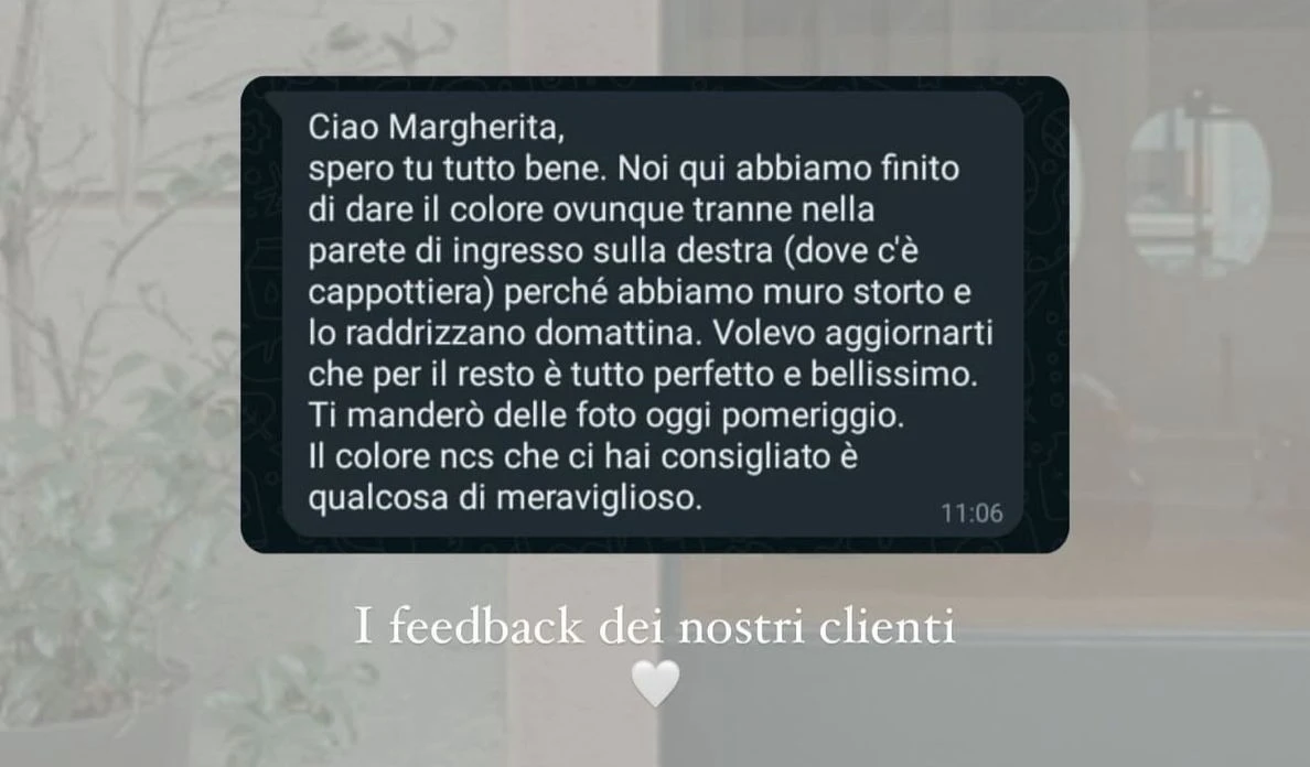 Feedback di una cliente StudioS via Instagram: Qui abbiamo finito di dare il colore: per il resto e tutto perfetto e bellissimo. Vi mandero delle foto, il colore che ci avete consigliato e qualcosa di meraviglioso.